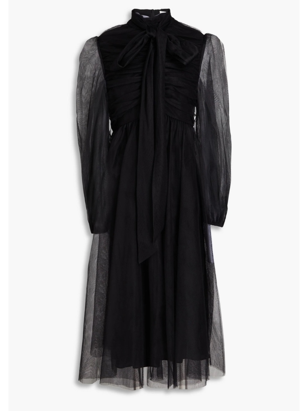 Zimmerman Black Midi Tulle-Sleeve Dress